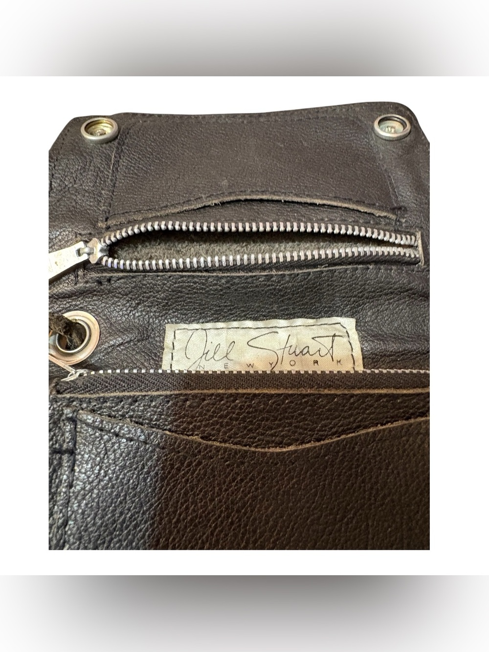 JILL STUART Black Leather Clutch with Silver Medallion Hardware - Picture 5 of 8